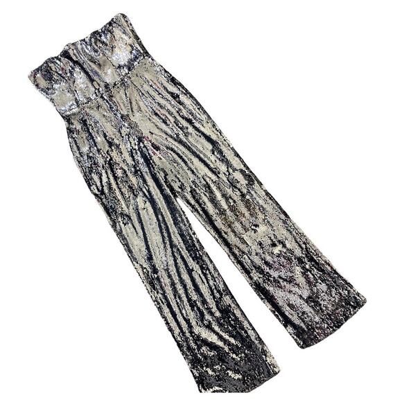Dress the Population Andy Silver Sequin Strapless Jumpsuit Size XL Glam Party - Picture 6 of 8